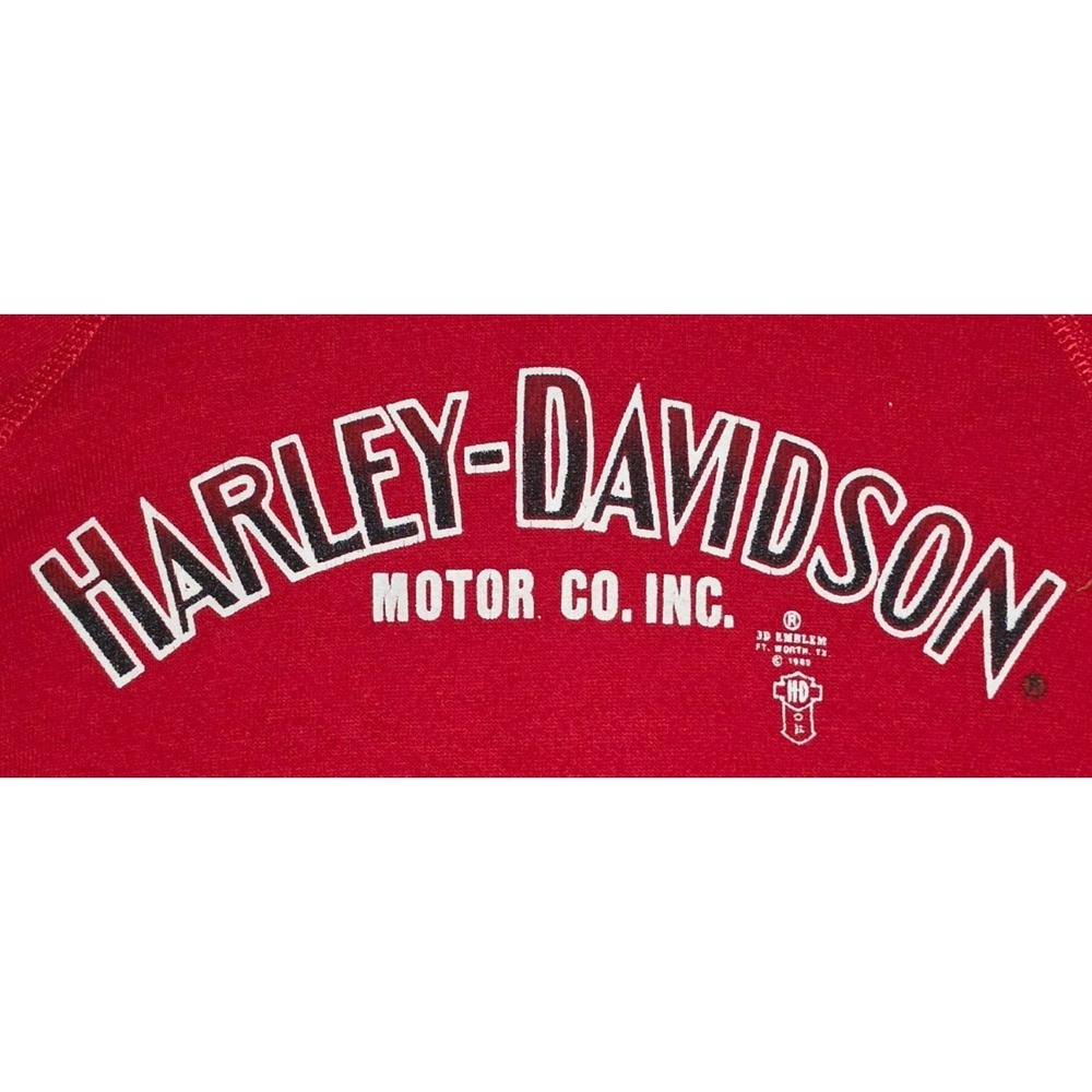 Vintage 80's Harley Davidson‎ 3D Emblem Pullover Hoodie Sz Medium (Fits Small) - Picture 2 of 6